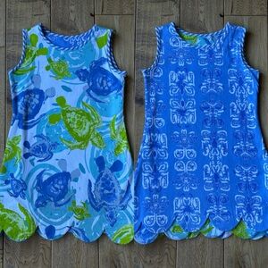 Three Friends Blue Green Turtle Print Reversible Dress size 5